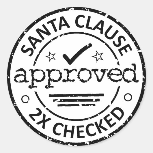Sticker Rond Santa Clause Approuvée 2 x Noël vérifié (Devant)