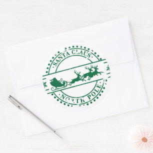 Sticker Rond Santa Clause Pôle Nord Vert