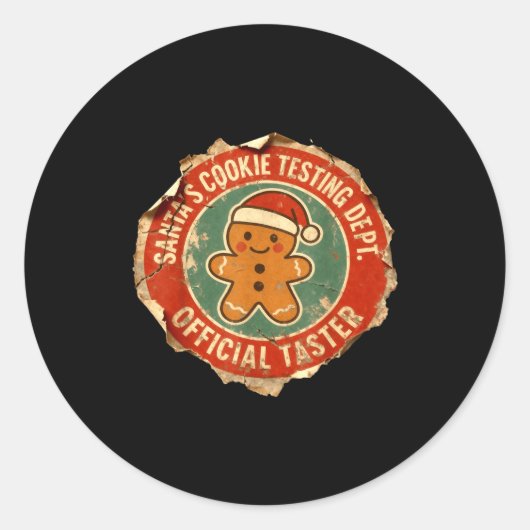 Sticker Rond Santa Cookie Testing Department Taster Christmas (Devant)