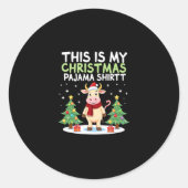 Sticker Rond Santa Cow Xmas Tree Lights This Is My Christmas Pa (Devant)