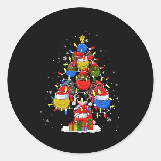 Sticker Rond Santa Elf Disc Golf Byll Tools Xmas Tree Men Playe (Devant)