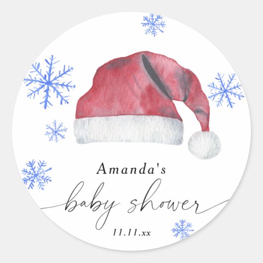 Sticker Rond Santa Hat - baby shower (Devant)