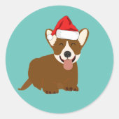 Sticker Rond Santa Hat Corgi (Devant)