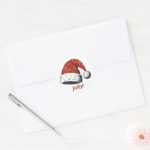 Sticker Rond Santa Hat Jolly