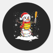Sticker Rond Santa Hat Snowman Xmas Funny Baseball Softball Chr (Devant)