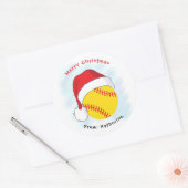 Sticker Rond Santa Hat Softball Joyeux Noël (Enveloppe)