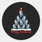 Sticker Rond Santa Hat Ugly Xmas Funny Wolf Christmas Tree  (Devant)
