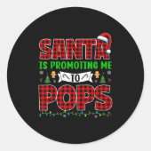 Sticker Rond Santa Is Promoting Me To Pops Xmas Pregnancy Expec (Devant)