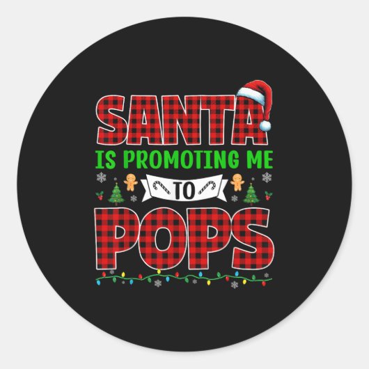 Sticker Rond Santa Is Promoting Me To Pops Xmas Pregnancy Expec (Devant)