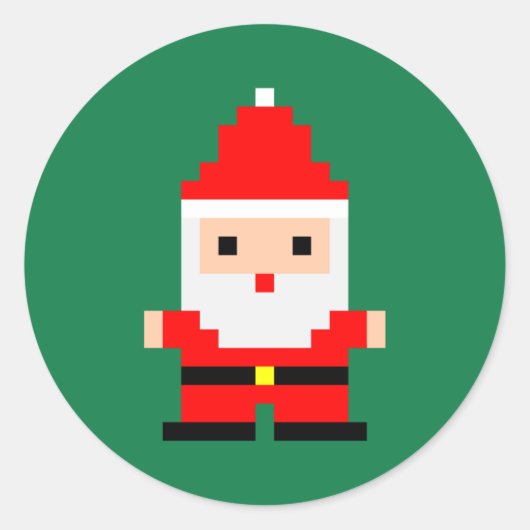 Sticker Rond Santa Pixel Art 1 (Devant)