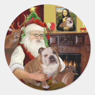 Sticker Rond Santa (R) - Bouledogue Anglais 1