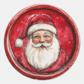 Sticker Rond Santa Red Christmas Faux Was (Devant)