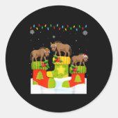 Sticker Rond Santa Reindeer Elf Wildebeest In Christmas Socks U (Devant)