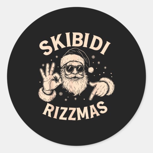 Sticker Rond Santa Six Seven Meme 67 Hands Sign Rizz Skibidi Ri (Devant)