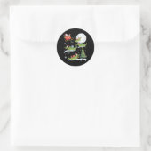 Sticker Rond Santa Sleigh Riding Alligator Christmas Funny Xmas (Sac)