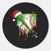 Sticker Rond Santa Srts Ice Baseball Christmas Xmas Pajama Kid (Devant)