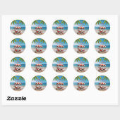 Sticker Rond Santa under a Beach Umbrella Christmas (Feuille)