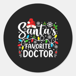 Sticker Rond Santas Favori Doctor Funny Noël Famille Matc