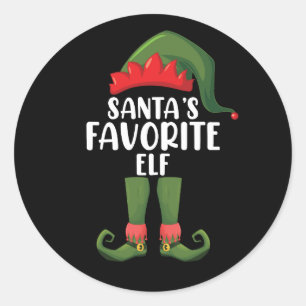 Sticker Rond Santas Favori Elf Matching Famille Noël