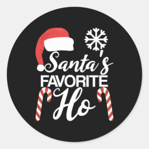 Sticker Rond Santas Favori Ho Santa Claus Fête de Noël