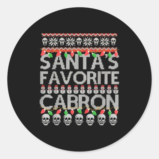Sticker Rond Santa's Favorite Cabron  (Devant)