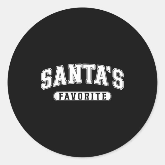 Sticker Rond Santa's Favorite Christmas Varsity Text Family Xma (Devant)