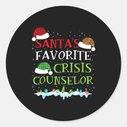 Sticker Rond Santa's Favorite Crisis Counselor Fun Christmas  (Devant)