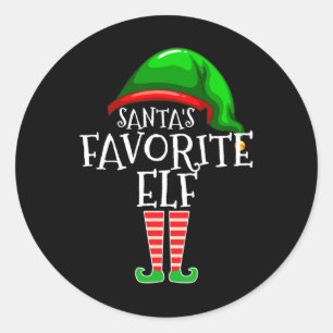 Sticker Rond Santa's Favorite Elf Group Matching Family Christm