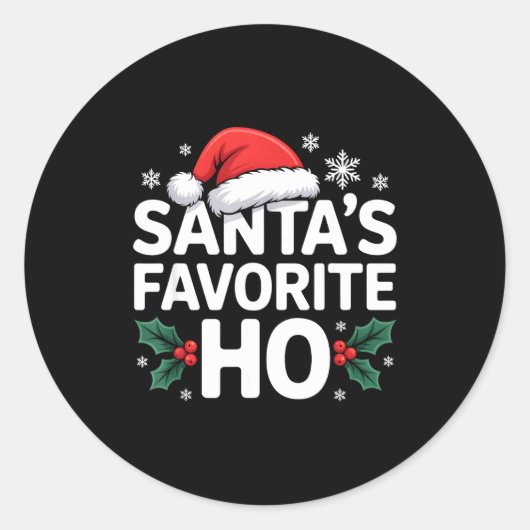 Sticker Rond Santa's Favorite Ho Tee Funny Christmas Graphic  (Devant)