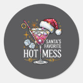 Sticker Rond Santa's Favorite Hot Mess Long Sleeve  (Devant)