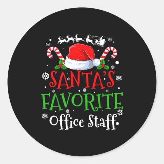 Sticker Rond Santa's Favorite Office Staff Christmas Party  (Devant)