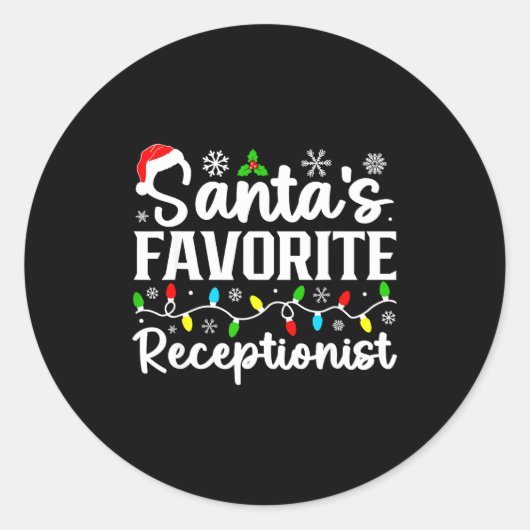 Sticker Rond Santa's Favorite Receptionist Christmas Family Mat (Devant)