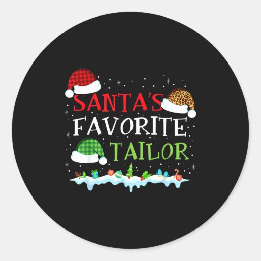 Sticker Rond Santa's Favorite Tailor Fun Christmas Alterations  (Devant)