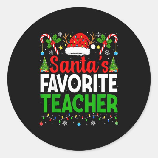Sticker Rond Santa's Favorite Teachers Christmas Funny Christma (Devant)