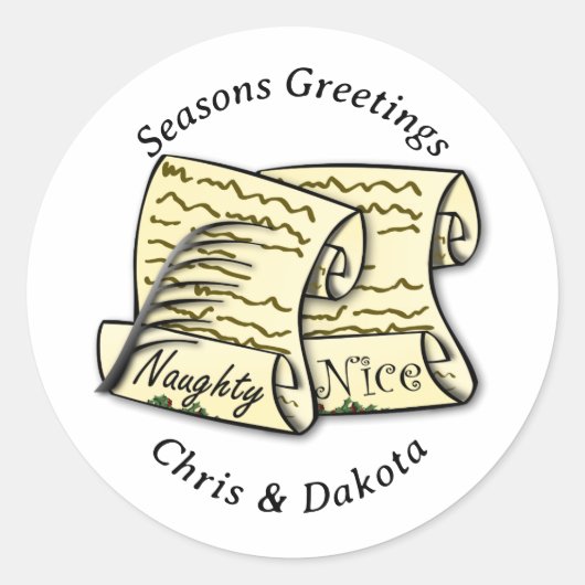 Sticker Rond Santa's Naughty List Christmas (Devant)