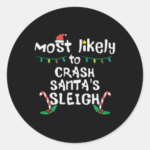 Sticker Rond Santas Sleigh Sleigh Noël Fam