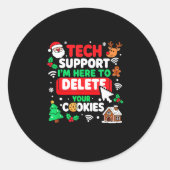 Sticker Rond Santa's Tech Suprt Rebooting Christmas Computer Me (Devant)