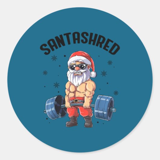 Sticker Rond Santashred Funny Santa Meme Xmas Gym Bodybuilding  (Devant)