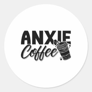Sticker Rond Santé mentale Anxie Sensibilisation au café Anxie