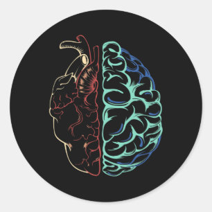 Sticker Rond Santé mentale Cerveau Coeur Neurodiversité Émotion
