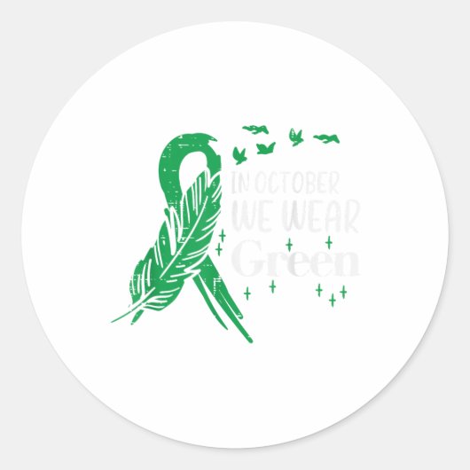 Sticker Rond Santé mentale Écran de carbone vert Sensibilisatio (Devant)