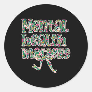 Sticker Rond Santé Mentale Rétro S Floral Coquette Ou