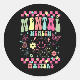 Sticker Rond Santé mentale S Fleur de chemise Santé mentale