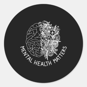 Sticker Rond Santé Mentale S Fleurs du cerveau humain Santé