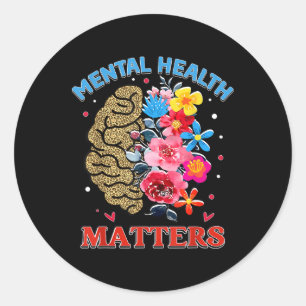 Sticker Rond Santé Mentale S Flore Cerveau Dépression Sensibili