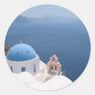 Sticker Rond Santorin