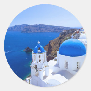 Sticker Rond Santorin