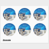 Sticker Rond Santorin Grèce (Feuille)