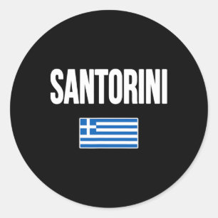 Sticker Rond Santorin Grèce Drapeau Grec Souvenir Vacances