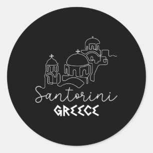 Sticker Rond Santorin Grèce Voyage Destination Été Famille